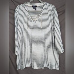 FDJ size XXL tunic striped, tie neckline
